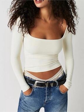 NWT Free People Clean Lines Long Sleeve White